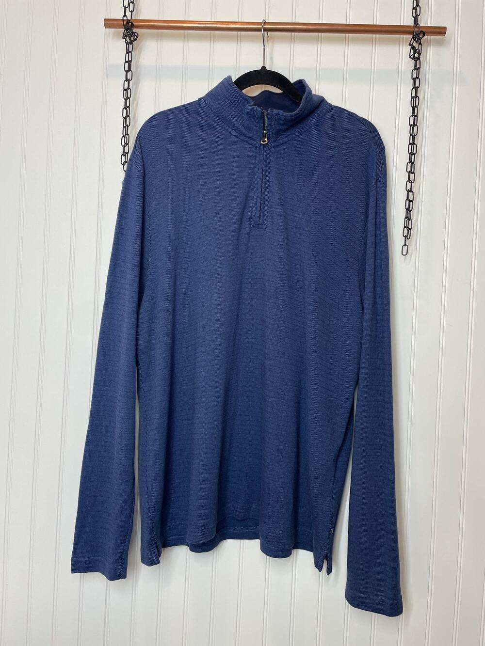 Ralph Lauren Chaps Mens Blue Cotton Sweater 1/4 Zip Pullover Plus Size 2XL